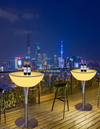 Стол светящийся круглый на металическом основании 80х80х110